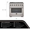 imageFORNO Capriasca Full Gas 36quot Inch Freestanding Range with 6 Sealed Burners Cooktop 120000 BTU  536 CuFt Gas Convection Oven Stainless Steel Cast Iron Grates