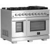 imageFORNO Capriasca Full Gas 48quot Inch Freestanding Range with 8 Sealed Burners Cooktop  658 CuFt Double Gas Convection Oven Capacity Stainless Steel Heavy Duty Cast Iron Grates