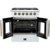 imageFORNO Galiano 30quot French Door Gas Range 432 cuft Convection Oven  5 Sealed Burners HeavyDuty Cast Iron Grates  White Finish with Antique Brass Accents Interior Oven Light  FFSGS644430WHT