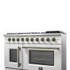 imageFORNO Galiano 48quot French Door Gas Range 658 cuft Convection Oven Capacity 8 Sealed Burners with Griddle  White Finish Antique Brass Accents Cast Iron Grates Halogen Lighting  FFSGS644448WHT