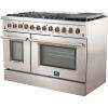 imageFORNO Galiano Dual Fuel 48quot Inch Freestanding Range 8 Sealed Brass Burners Cooktop  658 Cu Ft Double Convection Electric Oven  Stainless Steel Stove Range Heavy Duty Cast Iron Grates