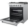 imageFORNO Lazio Dual Fuel 30 Inch Gas Range Electric Oven Freestanding 5 Sealed Burners 69500 BTU StoveTop Output Electric Oven Includes Air Fryer and Griddle