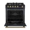 imageFORNO Leonardo 30 Espresso Black Gas Range  5 Burners 39500 BTU 50 cuft Convection Oven  Stainless Steel with Antique Brass ampamp Stainless Handle  FGR30B