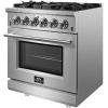 imageFORNO Massimo Freestanding 30Inch Full Gas Range and Oven with 5 Italian Sealed Burners Cooktop  432 CuFt Convection Stainless Steel Oven Includes Cast Iron Accessories