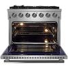 imageFORNO Massimo Freestanding 36Inch Full Gas Range and Oven with 6 Italian Sealed Burners Cooktop  536 CuFt Convection Stainless Steel Oven Includes Cast Iron Accessories