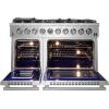 imageFORNO Massimo Freestanding 48Inch Fully Gas Range and Oven with 10 Italian Sealed Burners Cooktop  658 CuFt Convection Stainless Steel Double Oven Includes Cast Iron Accessories