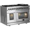 imageFORNO Massimo Freestanding 48Inch Fully Gas Range and Oven with 10 Italian Sealed Burners Cooktop  658 CuFt Convection Stainless Steel Double Oven Includes Cast Iron Accessories