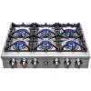imageFORNO Spezia 36quot Inch DropIn Range Top with 6 Sealed Dual Brass Burners  Stainless Steel Stove Top Heavy Duty Continuous Cast Iron Grates with Autoignition Griddle WokRing and LP conversion