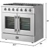 imageFORNO Vittorio Full Gas 36quot Inch French Door Freestanding Range 6 Sealed Burners Cooktop  536 Cu Ft Gas Convection Oven Capacity  Stainless Steel Stove Range Heavy Duty Cast Iron Grates