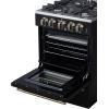imageForno Breno 24Inch Freestanding Gas Range with Antique Brass Accents and 4 Sealed Burners Large Oven Capacity LP Convertible with Plug Included  Black