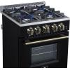 imageForno Breno 24Inch Freestanding Gas Range with Antique Brass Accents and 4 Sealed Burners Large Oven Capacity LP Convertible with Plug Included  Black