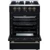 imageForno Breno 24Inch Freestanding Gas Range with Antique Brass Accents and 4 Sealed Burners Large Oven Capacity LP Convertible with Plug Included  Black