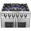 imageForno Capriasca Dual Fuel 30quot Inch Freestanding French Door Range 5 Burners Cooktop and 432 CuFt Electric Convection Oven  Stainless Steel Stove Range Heavy Duty Cast Iron Grates