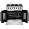 imageForno Galiano 30quot Freestanding French Door Dual Fuel Range with 5 Sealed Burners 68000BTU ampamp 432 cuft True Convection Oven  Modern Design Fuel Range with ProStyle Handle ampamp Zinc Coated Metal Knobs