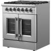 imageForno Galiano 30quot Freestanding French Door Dual Fuel Range with 5 Sealed Burners 68000BTU ampamp 432 cuft True Convection Oven  Modern Design Fuel Range with ProStyle Handle ampamp Zinc Coated Metal Knobs