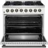 imageForno Galiano 36Inch Dual Fuel Range in White  6 Sealed Burners 83000 BTU 536 cuft True Convection Oven  Elegant Brass Handles ampamp Knobs