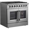 imageForno Galiano 36quot Freestanding French Door Dual Fuel Range with 6 Sealed Burners 83000 BTU 536 cu ft True Convection Oven  Modern Design Fuel Range with ProStyle Handle Zinc Coated Metal Knobs