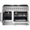 imageForno Galiano Dual Fuel 48quot Inch French Door Freestanding Range 8 Sealed Burners Cooktop  658 CuFt Electric Convection Double Oven  Stainless Steel Stove Range Heavy Duty Cast Iron Grates