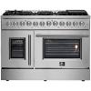 imageForno Galiano Dual Fuel 48quot Inch French Door Freestanding Range 8 Sealed Burners Cooktop  658 CuFt Electric Convection Double Oven  Stainless Steel Stove Range Heavy Duty Cast Iron Grates