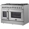 imageForno Galiano Dual Fuel 48quot Inch French Door Freestanding Range 8 Sealed Burners Cooktop  658 CuFt Electric Convection Double Oven  Stainless Steel Stove Range Heavy Duty Cast Iron Grates