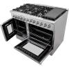 imageForno Galiano Dual Fuel 48quot Inch French Door Freestanding Range 8 Sealed Burners Cooktop  658 CuFt Electric Convection Double Oven  Stainless Steel Stove Range Heavy Duty Cast Iron Grates