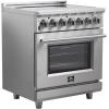 imageForno Galiano Full Electric 30quot Inch French Door Freestanding Chef Door Electric Range with 4 Radiant Elements Ceramic Glass Cooktop  432 CuFt Stainless Steel Convection Oven with Air Fryer Kit