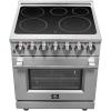 imageForno Galiano Full Electric 30quot Inch French Door Freestanding Chef Door Electric Range with 4 Radiant Elements Ceramic Glass Cooktop  432 CuFt Stainless Steel Convection Oven with Air Fryer Kit