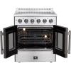 imageForno Galiano Full Electric 30quot Inch French Door Freestanding Range with 4 Radiant Elements Ceramic Glass Cooktop  432 CuFt Stainless Steel Convection Oven with Air Fryer Kit