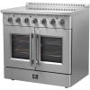 imageForno Galiano Full Electric 36quot Inch French Door Freestanding Range with 5 Radiant Elements Ceramic Glass Cooktop  536 CuFt Stainless Steel Convection Oven with Air Fryer Kit