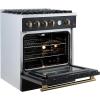 imageForno Marco 30 Inch Gas Range with Antique Brass Accents 4 Sealed Burners 37000 BTU Large 432 cuft Convection Oven with Temperature Gauge Professional Freestanding Kitchen Stove  Black