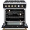 imageForno Marco 30 Inch Gas Range with Antique Brass Accents 4 Sealed Burners 37000 BTU Large 432 cuft Convection Oven with Temperature Gauge Professional Freestanding Kitchen Stove  Black