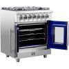 imageForno Massimo 30 Freestanding Dual Fuel Range with 5 Sealed Burners 68000BTU Wok Support ampamp Griddle 432 cuft Oven  Modern Design Fuel Range with ProStyle Handle and Zinc Coated Metal Knobs