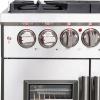 imageForno Massimo 30 Freestanding Dual Fuel Range with 5 Sealed Burners 68000BTU Wok Support ampamp Griddle 432 cuft Oven  Modern Design Fuel Range with ProStyle Handle and Zinc Coated Metal Knobs