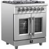 imageForno Massimo 30 Freestanding Dual Fuel Range with 5 Sealed Burners 68000BTU Wok Support ampamp Griddle 432 cuft Oven  Modern Design Fuel Range with ProStyle Handle and Zinc Coated Metal Knobs