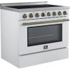 imageForno Paolo 36Inch Freestanding Electric Range with 5 Radiant Burners 438 cuft True Convection Oven Smooth Glass Cooktop  White