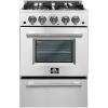 imageFORNO Breno Full Gas 24quot Inch Range 4 Sealed Burners Cast Iron Cooktop Freestanding Stainless Steel Oven 23 CuFt