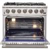 imageFORNO Capriasca Full Gas 36quot Inch Freestanding Range with 6 Sealed Burners Cooktop 120000 BTU  536 CuFt Gas Convection Oven Stainless Steel Cast Iron Grates