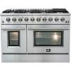 imageFORNO Galiano 48quot Inch All Gas Double Oven Freestanding Gas Range with 8 Sealed Burners Cooktop 107000 BTU and 658 Cu Ft Double Convection Oven  Stainless Steel Cast Iron Grates
