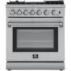 imageFORNO Lazio Dual Fuel 30 Inch Gas Range Electric Oven Freestanding 5 Sealed Burners 69500 BTU StoveTop Output Electric Oven Includes Air Fryer and Griddle