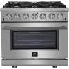 imageFORNO Massimo Freestanding 36Inch Full Gas Range and Oven with 6 Italian Sealed Burners Cooktop  536 CuFt Convection Stainless Steel Oven Includes Cast Iron Accessories