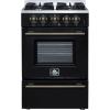 imageForno Breno 24Inch Freestanding Gas Range with Antique Brass Accents and 4 Sealed Burners Large Oven Capacity LP Convertible with Plug Included  Black