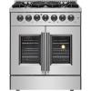 imageForno Galiano 30quot Freestanding French Door Dual Fuel Range with 5 Sealed Burners 68000BTU ampamp 432 cuft True Convection Oven  Modern Design Fuel Range with ProStyle Handle ampamp Zinc Coated Metal Knobs