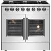 imageForno Galiano 36quot Freestanding French Door Dual Fuel Range with 6 Sealed Burners 83000 BTU 536 cu ft True Convection Oven  Modern Design Fuel Range with ProStyle Handle Zinc Coated Metal Knobs