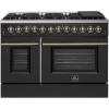 imageForno Galiano 48Inch Dual Fuel Range in Black with Antique Brass Accents  8 Sealed Burners 107000 BTU Integrated Griddle 658 cuft Double Convection Ovens