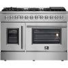 imageForno Galiano Dual Fuel 48quot Inch French Door Freestanding Range 8 Sealed Burners Cooktop  658 CuFt Electric Convection Double Oven  Stainless Steel Stove Range Heavy Duty Cast Iron Grates