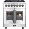 imageForno Massimo 30 Freestanding Dual Fuel Range with 5 Sealed Burners 68000BTU Wok Support ampamp Griddle 432 cuft Oven  Modern Design Fuel Range with ProStyle Handle and Zinc Coated Metal Knobs