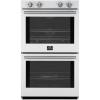 imageForno Vomero 30Inch Double Wall Oven 10 cuft Total Capacity 7100W Electric Convection with Manual Steam Clean ampamp Mechanical Controls Includes Both Antique Brass Stainless Steel Handles  White