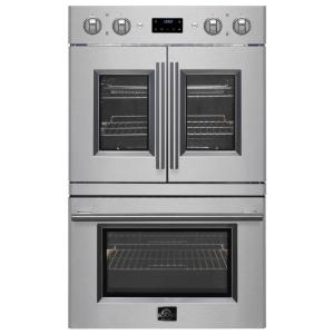 imageFORNO Asti 30Inch Electric French Door Stainless Steel Wall Double Oven  240V 7000W 736 Grand Total Cu Ft Electric Oven with LED Display Screen ampamp Safety Lock  Wall Oven with 4 Telescopic Racks
