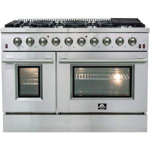 imageFORNO Galiano 48quot Inch All Gas Double Oven Freestanding Gas Range with 8 Sealed Burners Cooktop 107000 BTU and 658 Cu Ft Double Convection Oven  Stainless Steel Cast Iron Grates
