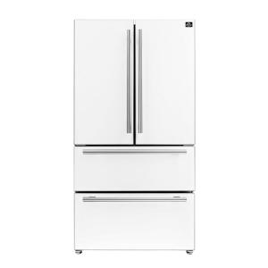 imageForno 36quot Espresso Moena French Door Stainless Steel Refrigerator  192 Cuft Kitchen Fridge with LED Display and Ice Maker  Frostfree Swing Double Door Fridge with Inverter Compressor White